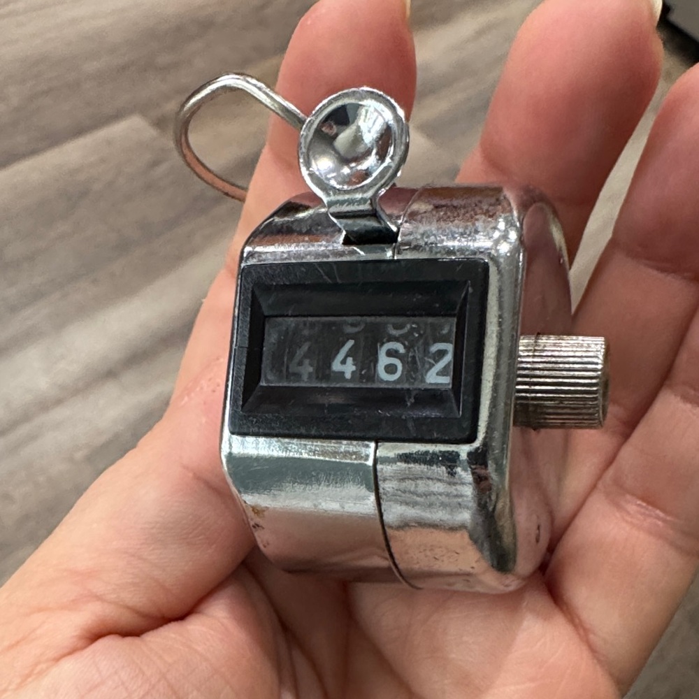 Vintage Tally I Mechanical Handheld Counter 1 to 9999 Stainless Steel 4 Digits